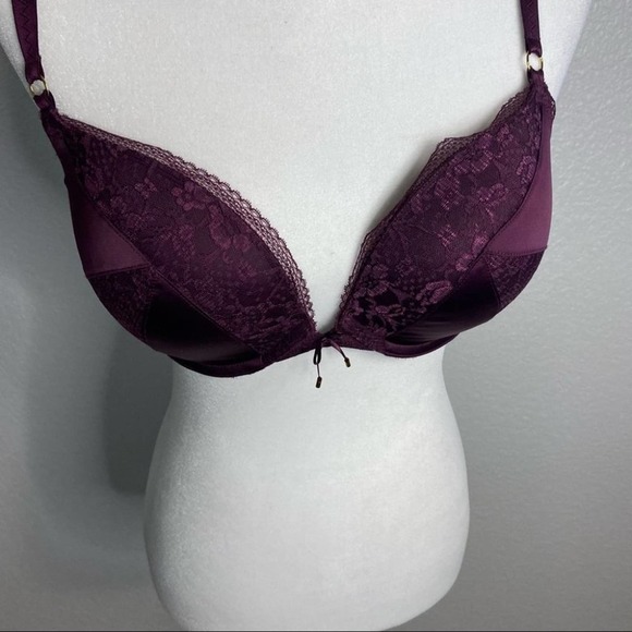 Victoria's Secret Women Push-Up Bra Burgundy Lace Double Strap Size 34DD - Picture 5 of 16